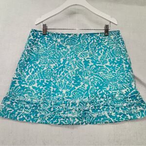 EUC Lilly Pulitzer Women’s Mini Skort Aqua & White Floral size 4 Ruffles